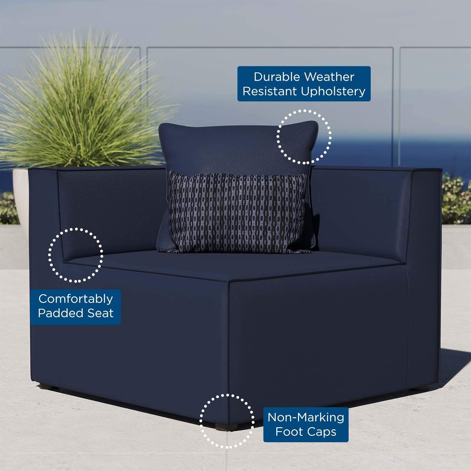 Modway EEI-4210-NAV Saybrook Patio Corner Chair in Navy