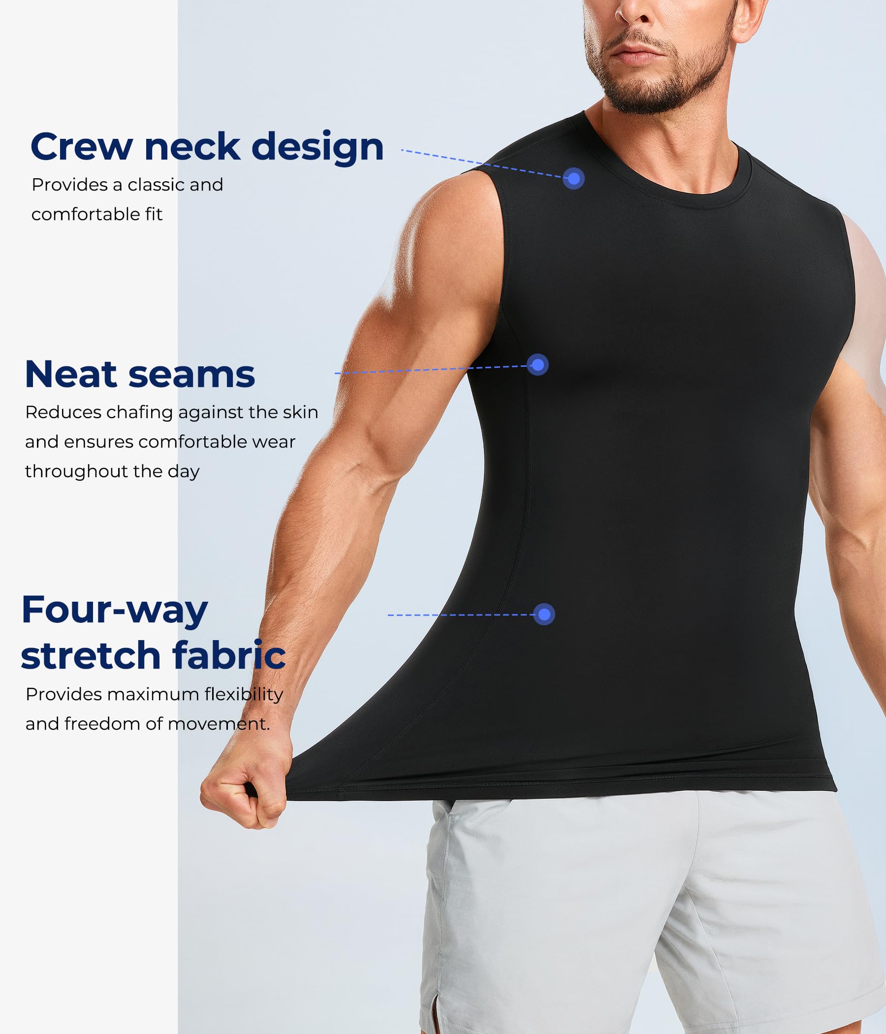 TAILONG 2er-Pack Kompressionsshirt für Herren – athletische Basisschicht, ärmellos, Workout-Tanktop, Schlankheitsunterhemd