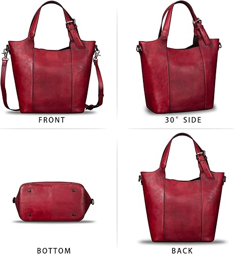 Miniatura 4 de Bolso de cuero genuino para mujer, bolso de hombro hecho a mano, bolso cruzado con asa superior