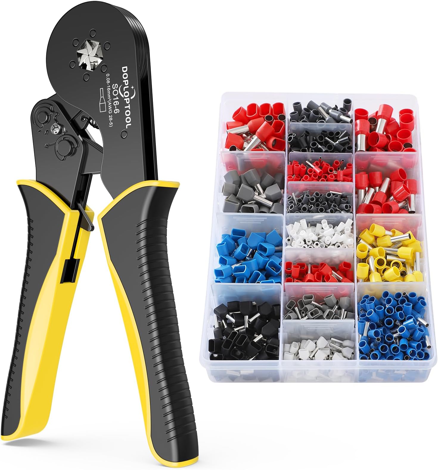 1200TLG. KABELSCHUHE 0,25-10MM² Set Crimpzange Aderendhülsenzange Presszange 165646863050
