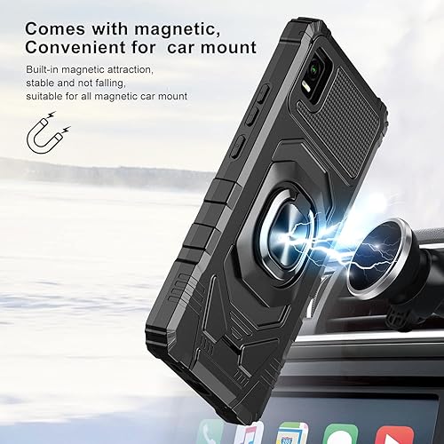 Miniatura 10 de Compatible con Cricket Debut Smart Case (2022) con protector de pantalla de vidrio templado, protector de cuerpo completo grado militar, soporte