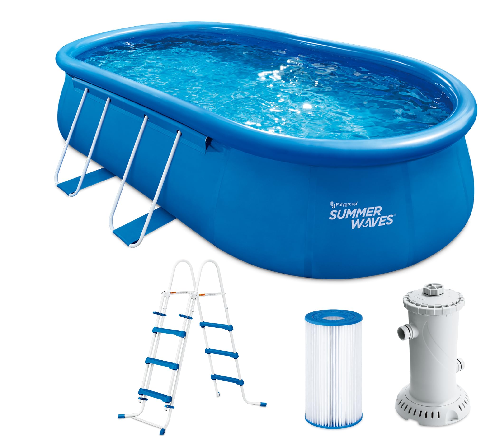 Summer Waves Quick Up Piscine ovale 305 x 549 x 107 cm Bleu Piscine hors sol en plastique