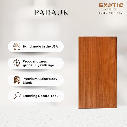 Miniatura 4 de Exotic Wood Zone  África Padauk Semi Explorer Guitarra EléctricaBajo Musical Luthier Tonewood Cuerpo Blanks  24" x 18" x 1-34" - Cepillado sin