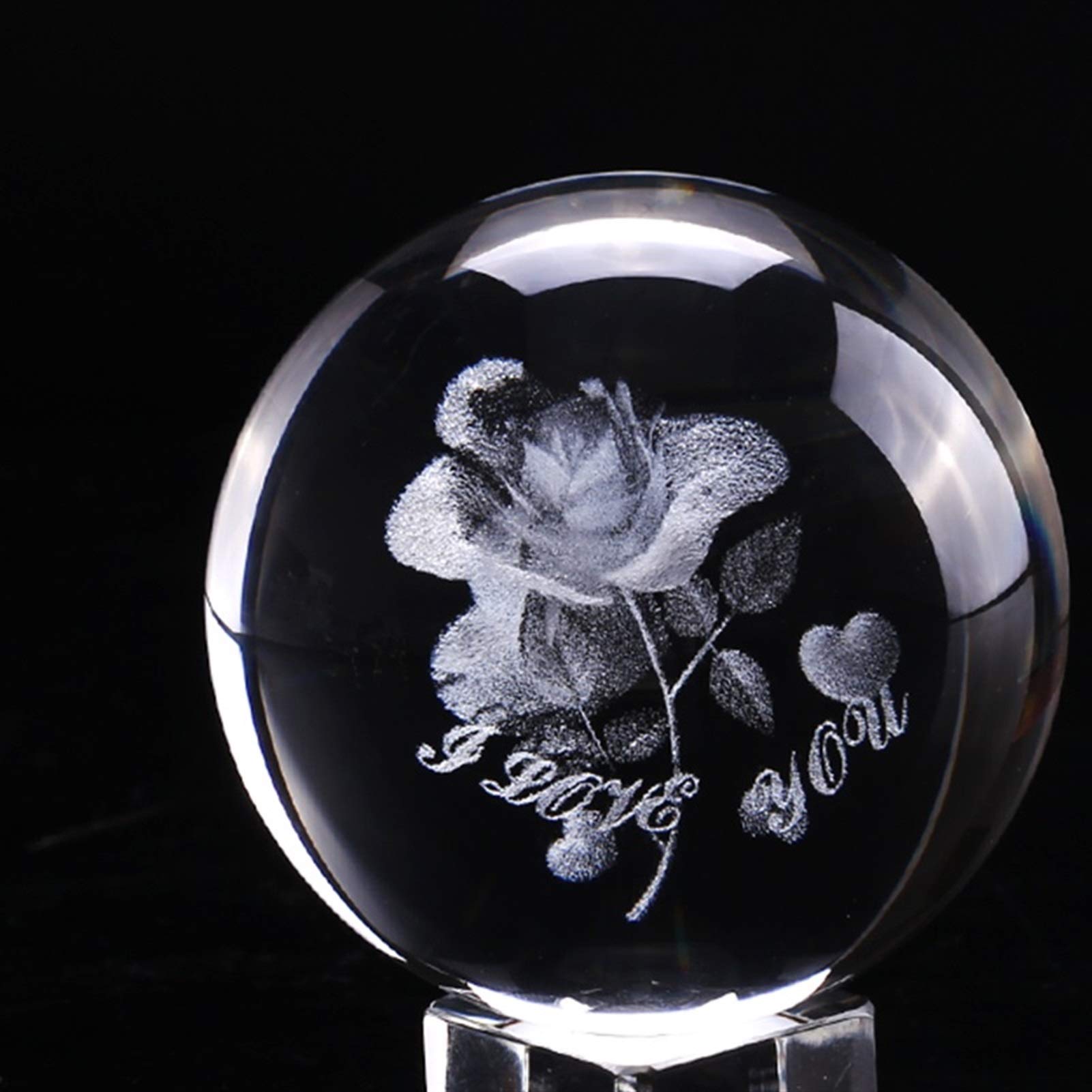bola de cristal (en la magia occidental) 6cm Cristal Rose Ball 3D Miniatura Flor Esfera de vidrio Láser Grabado Globo Regalo Regalo de boda Ornamento Inicio Decro Día de San Valentín bola de cristal(W