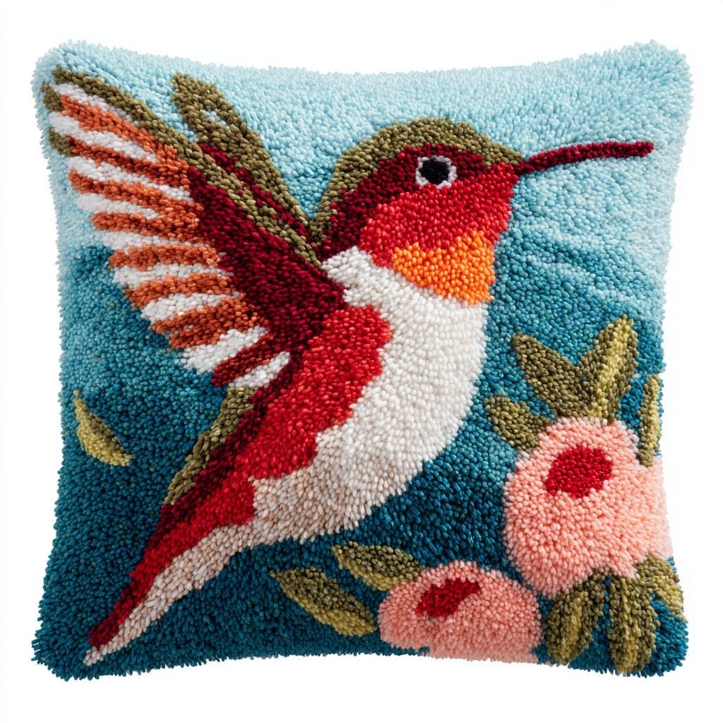 Henypt Latch Hook Cushion Kits, Flowers and Birds