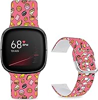 Vista 11 de Correas de reloj de dibujos animados con estampado floral compatibles con Fitbit Versa 4/Versa 3/Fitbit Sense 2/Sense Band de silicona suave