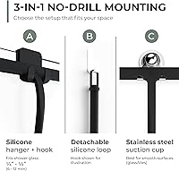 Vista 3 de GÜTEWERK Escobilla de ducha para puertas de vidrio, escobilla de silicona para ventanas, baño y limpieza de vidrio, color negro, 9 pulgadas