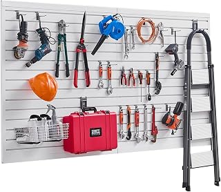 VEVOR Slat Wall Paneling, 8 x 4 ft, PVC Garage Slatwall with Accessories, White Slat Wall Easy-to-Install Adjustable Slatwall Panel with Coupling Structure & DIY Cutting, Fits for Storage & Display
