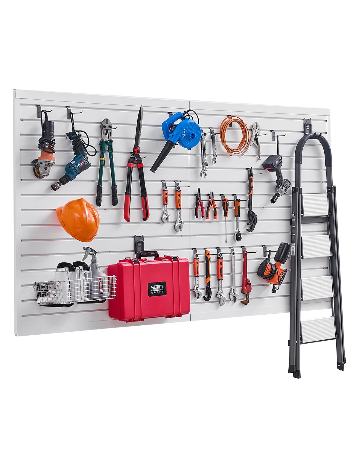 vevor slat wall paneling, 8 x 4 ft, pvc garage slatwall without accessories, white slat wall easy-to-install adjustable slatwall panel with coupling structure & diy cutting, fits for storage & display