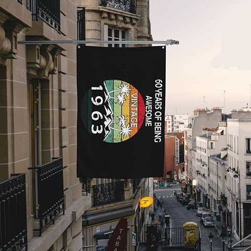 Miniatura 6 de Bandera de jardín de feliz cumpleaños 60 de 4 x 6 pies, decoración al aire libre, cartel para fiesta, desfile brisa, hogar, banderas a prueba de
