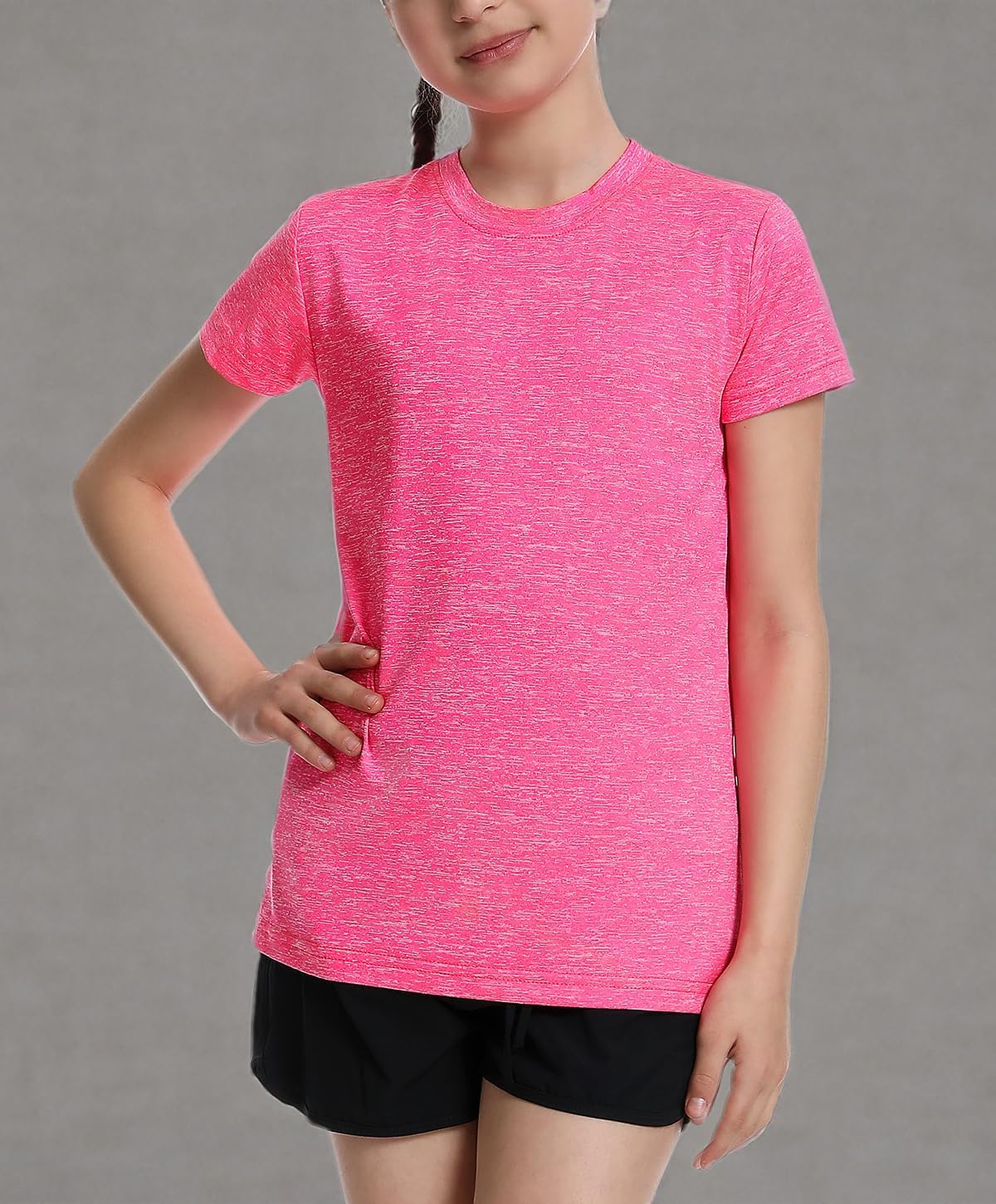 Star Vibe 5 Pack Girl's Shirts Athletic Short Sleeve Dry-Fit T-Shirts Crew Neck Active Sports Tops for Kids Teen 5-14 Years - Image 8