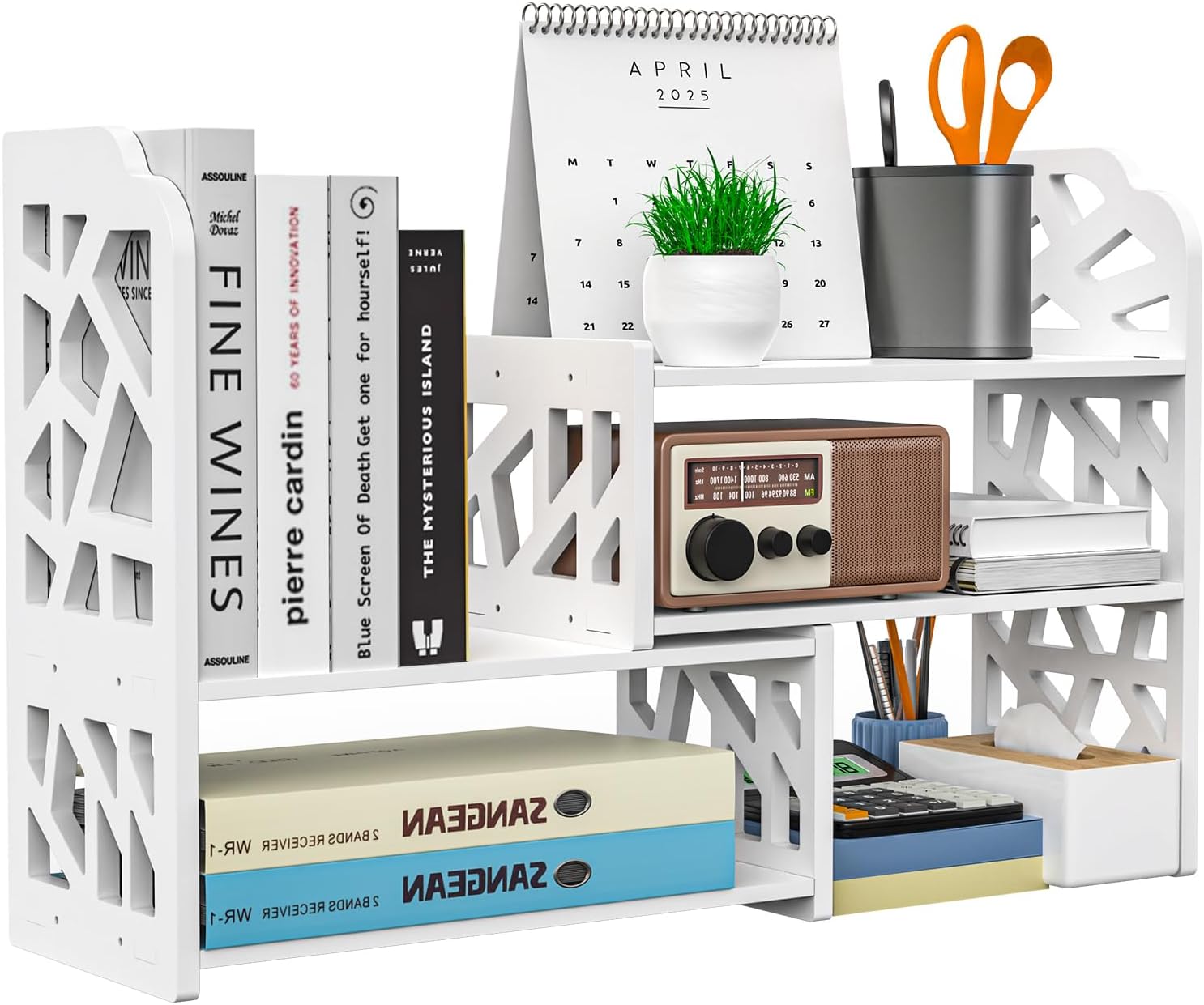 Desktop Shelves, Adjustable White...