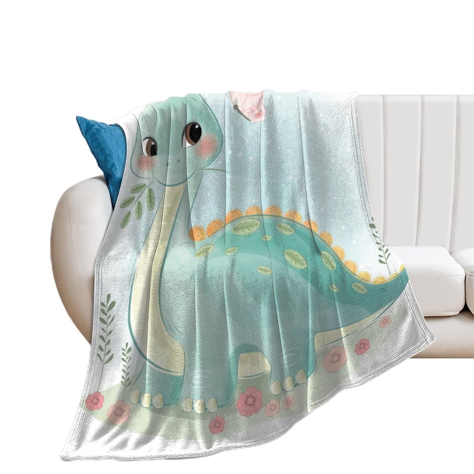 Couverture polaire mignon dinosaure contre le froid nocturne jeté flanelle doux 100x130