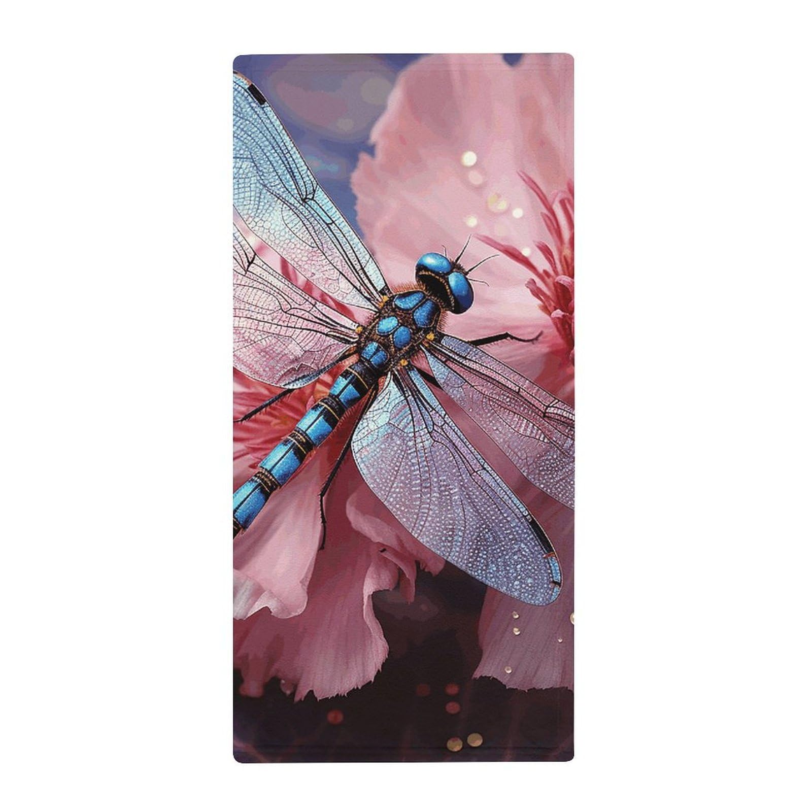 Serviette de bain séchage rapide motif fleur libellule bleue pour sport et yoga