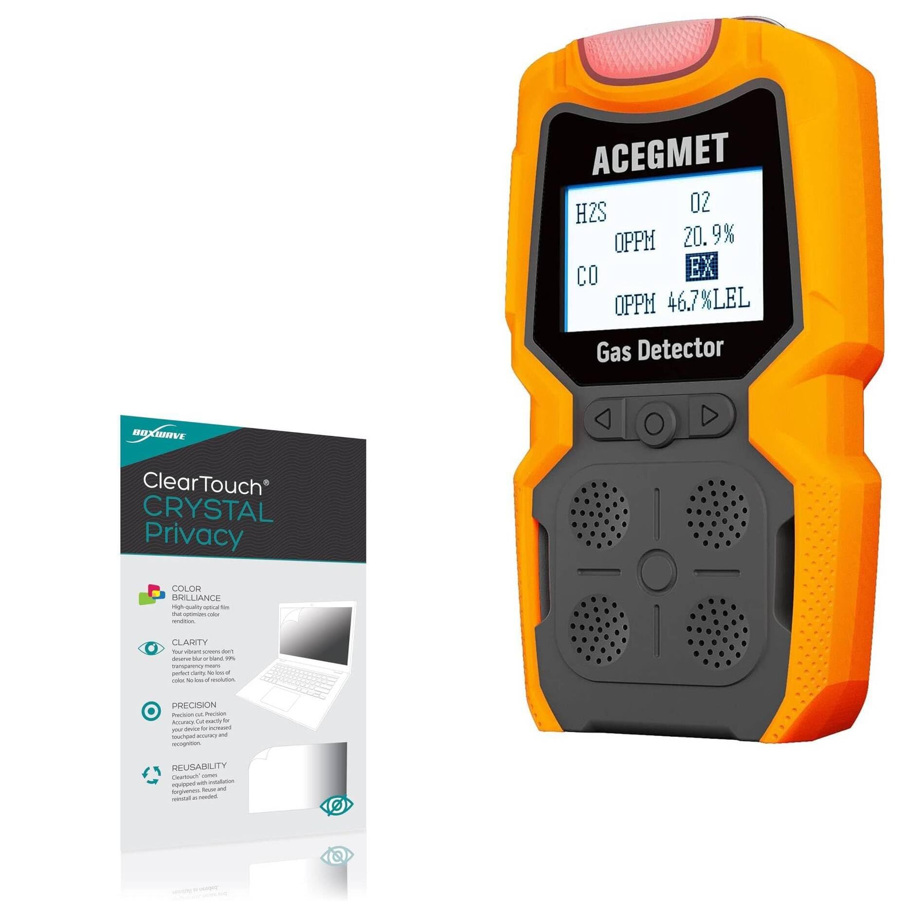 BoxWave Screen Protector Compatible with ACEGMET MG 10 Gas Monitor - ClearTouch Crystal Privacy (2-Pack), Privacy Screen Protector Flexible Film Clear