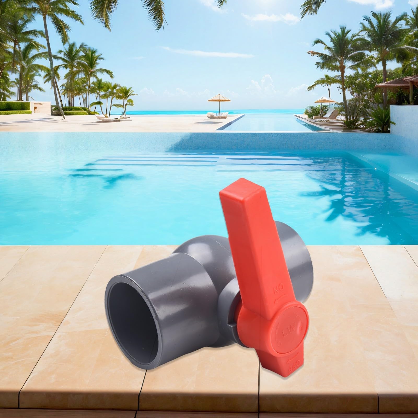 Robinet d'alimentation en eau en PVC avec vanne à bille et raccord à glissement pour tuyaux 20 25 32 40 50 mm - Vanne de contrôle de débit pour systèmes liquides (50 mm)
