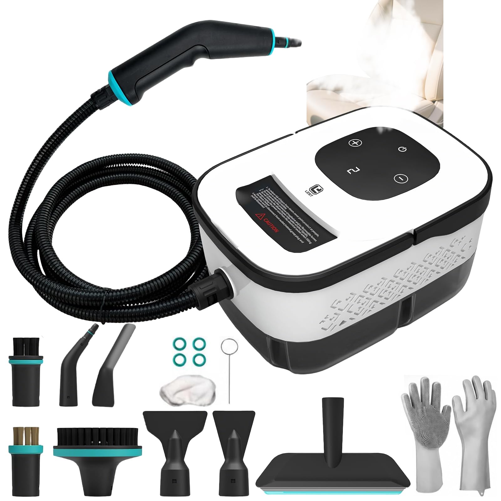Handheld Steam Cleaner, 2500W Pressurised Steamer Cleaner with 4 Bar Pressure, 6 Steam Levels, 1250ml Portable Steamer & 11 Accessories for Kitchen, Bathroom, Grout, Windows, Upholstery and Car