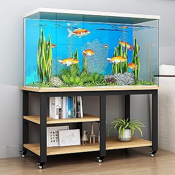 Aquarium-Stands Tall Metal Fish Tank Stand w/ Wheels 5-30 Gallon, Double Reptile Tank Terrariums Stands Shelf for Interior/ Hallway/ Office, Movable Terrapin Tank Table RackBlack-B,50x30x74cm/19.7x11