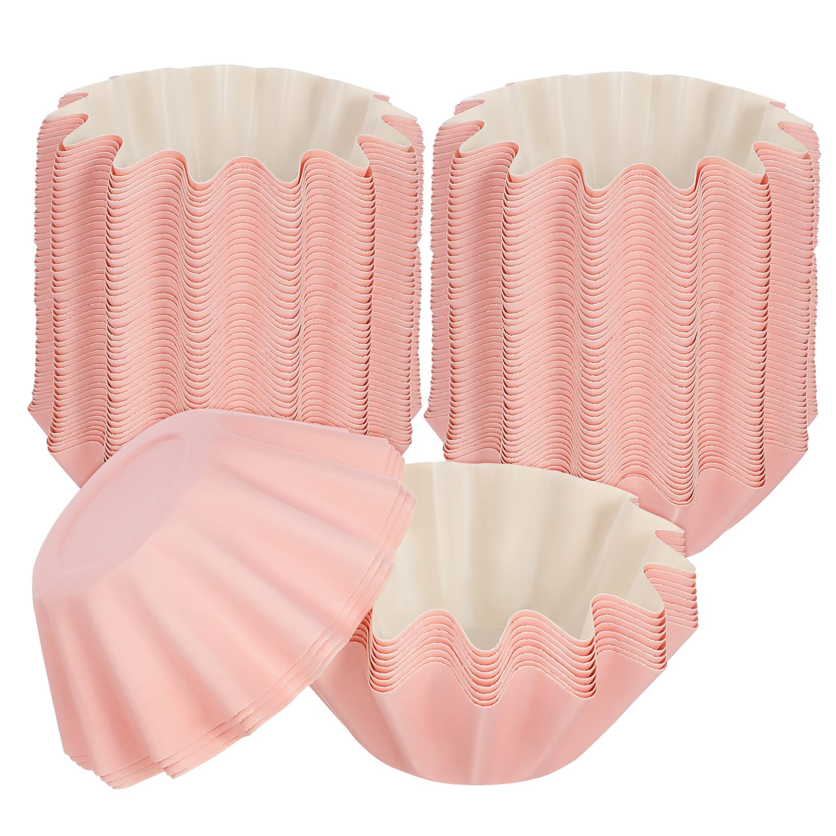 ULTECHNOVO 5 Series Revestimientos Para Magdalenas Accesorios Para Hornear Con Moldes Para Hornear Cupcake Envoltura Ola Revestimientos Para Tartas Redondos. Atender Rosa Papel 100 Piezas X 5
