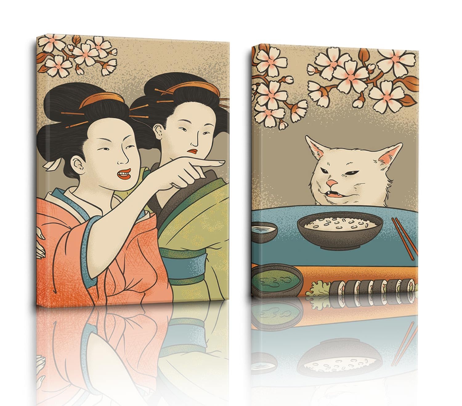 Japanese Woman Yelling At Cat Wall Art Review