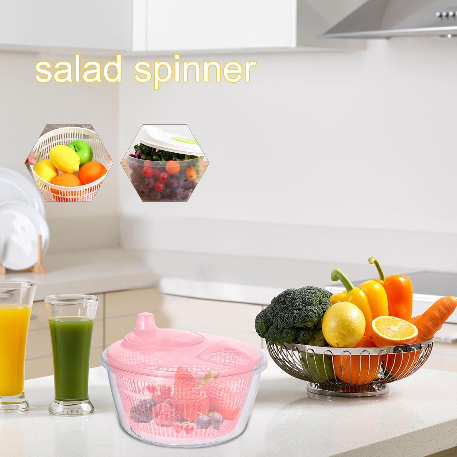 Centrifugador de ensalada grande – Spinner de lechuga | 9 x 4.7 pulgadas limpiador de lechuga spinner grande | Lavadora de frutas, secador de lechuga para frutas, lechuga y verduras