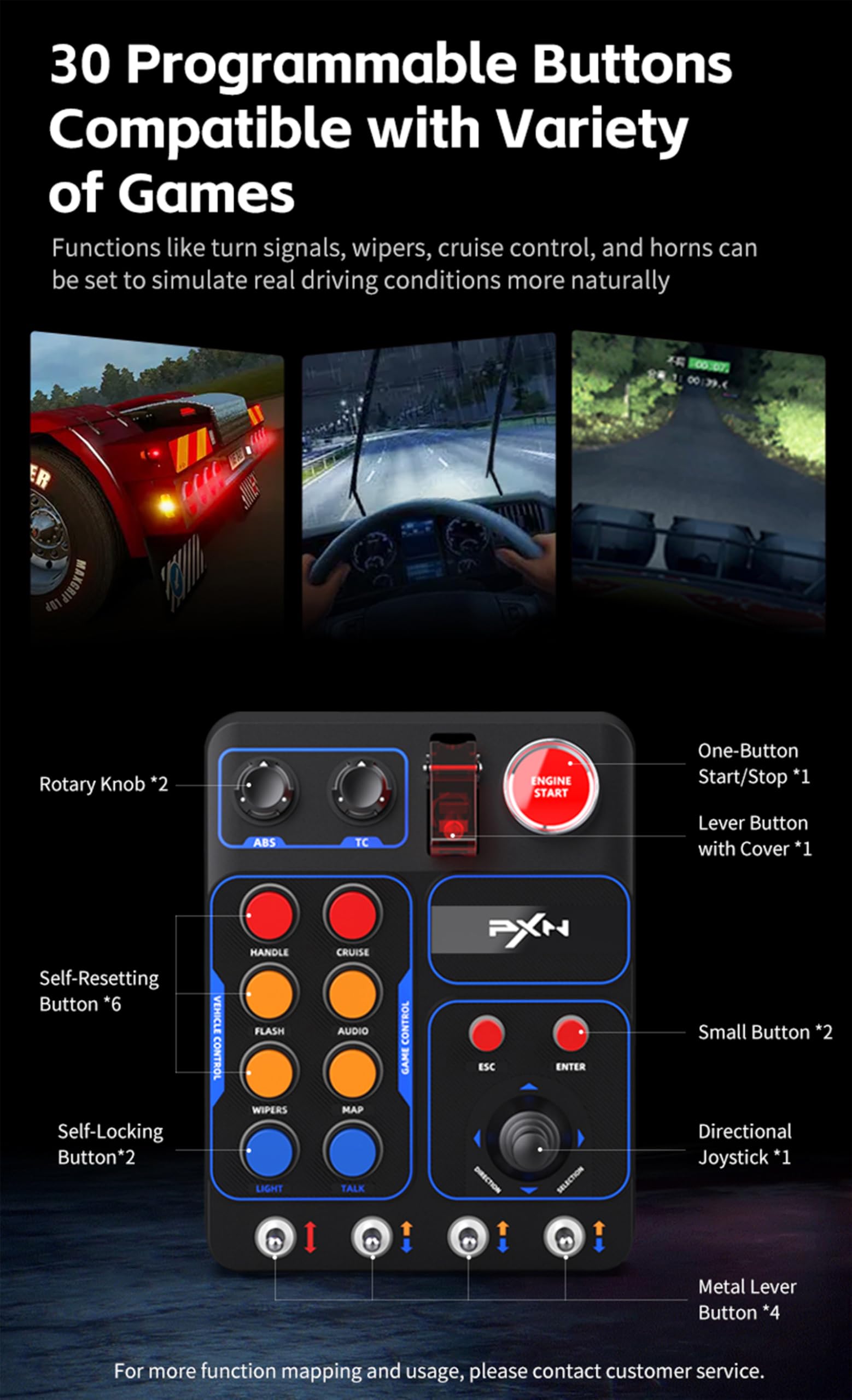 PXN CB1 Racing Button Box PC USB Simulation Racing Instrument