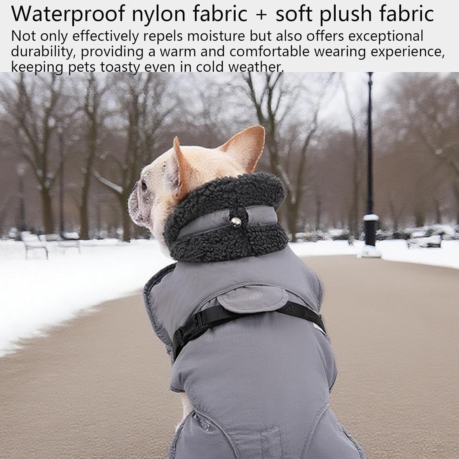 寒い天候用の犬用暖かいコート、犬用タートルネックの快適なジャケット、小型犬から大型犬まで調節可能なバックルフックとリーシュホール付き