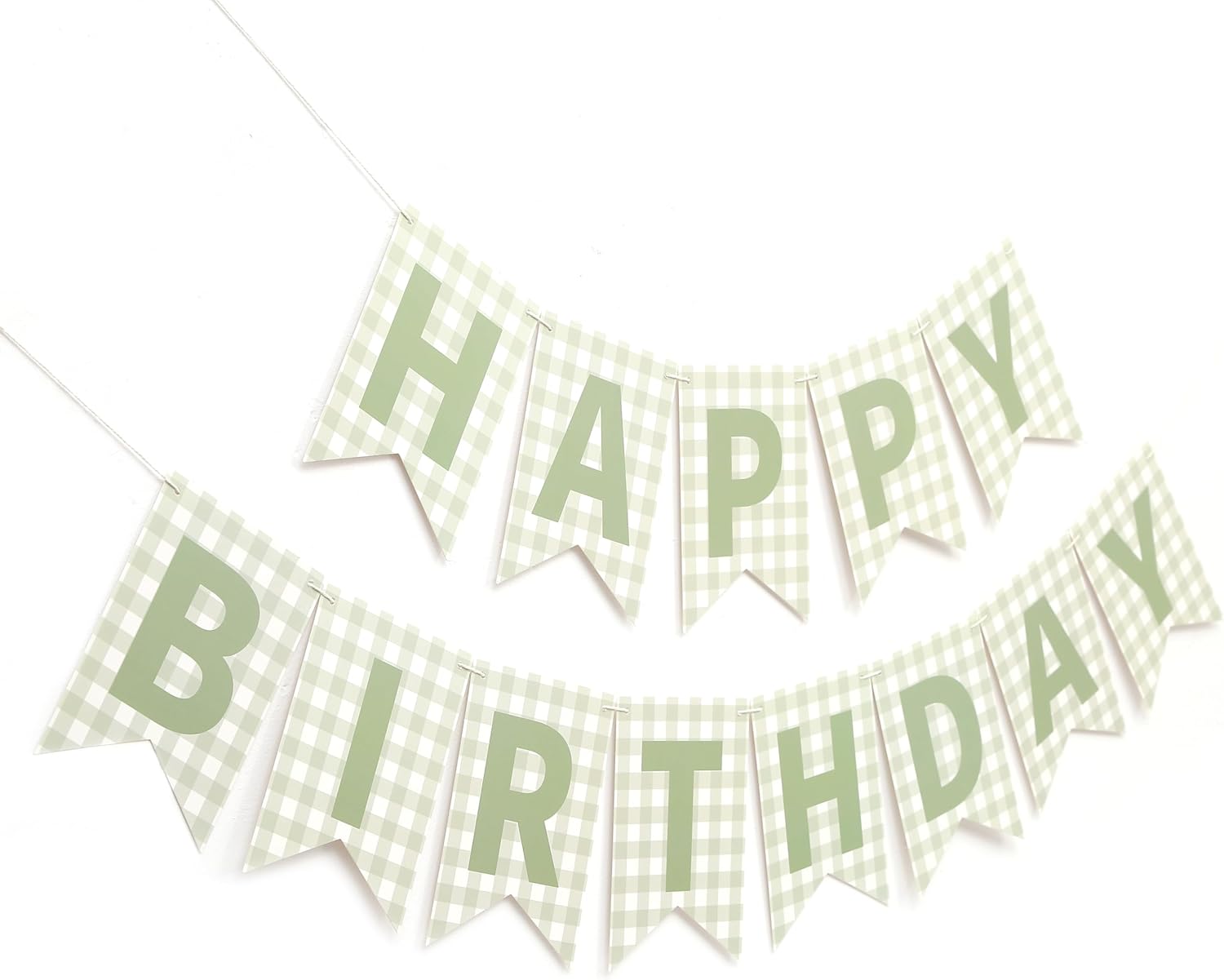 Pink Gingham Happy Birthday Banner,Pink Gingham First Paty Decoration