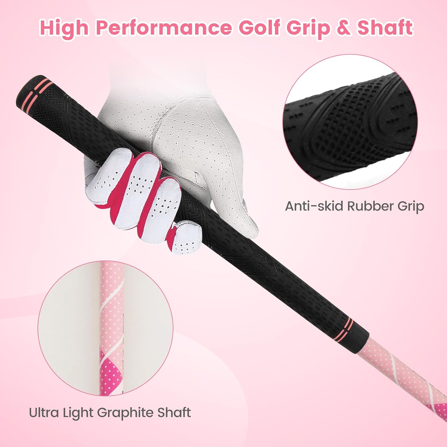 Tangkula Kids Golf Club Set Right Hand, Junior Complete Golf Club Set with 300CC #1 Driver & #7/#S Irons & Putter, Head Cover & Rain Hood, Golf Stand Bag, Golf Clubs Set for Children Age 8-10