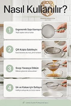 Transformacion Endüstriyel Titanyum 7 mm Çerçeveli İnce Gözenekli Tel Süzgeç Kevgir Profesyonel Şef Tipi 18/10 304 Paslanmaz Çelik 18.5 cm 723686