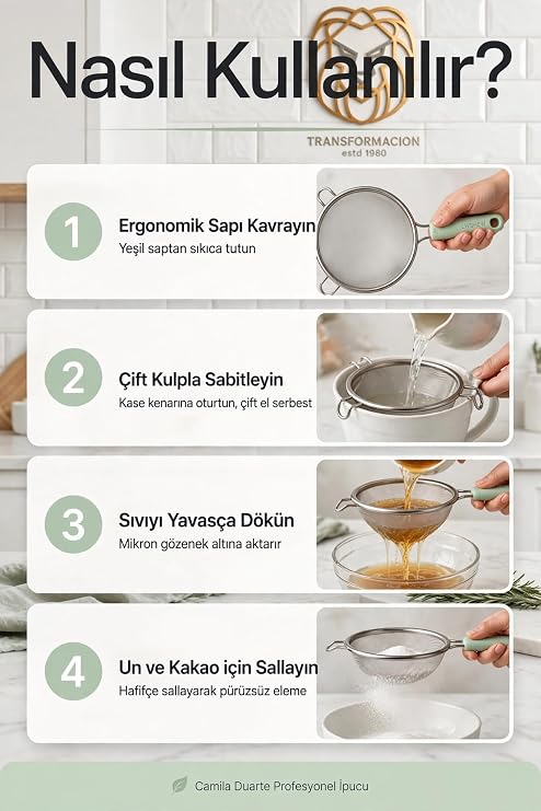 Transformacion Endüstriyel Titanyum 7 mm Çerçeveli İnce Gözenekli Tel Süzgeç Kevgir Profesyonel Şef Tipi 18/10 304 Paslanmaz Çelik 18.5 cm 723686