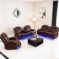 Vista 19 de Juegos de muebles de sala de estar, sofá modular reclinable eléctrico con luces LED, juego de sofá de cuero, sofá reclinable para sala de estar