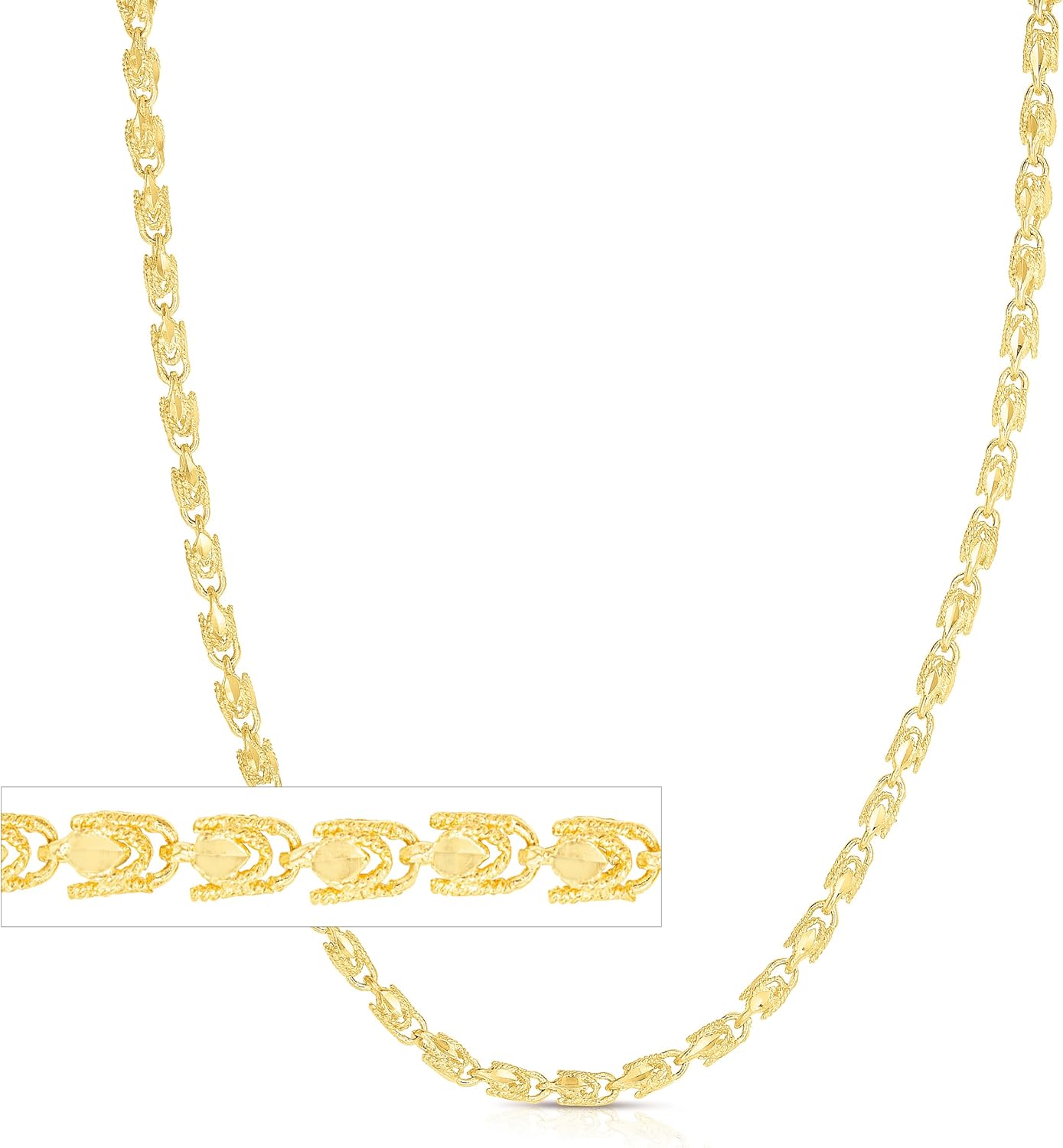 Floreo 10k Yellow Gold 3mm Solid Turkish Rope Chain Necklace