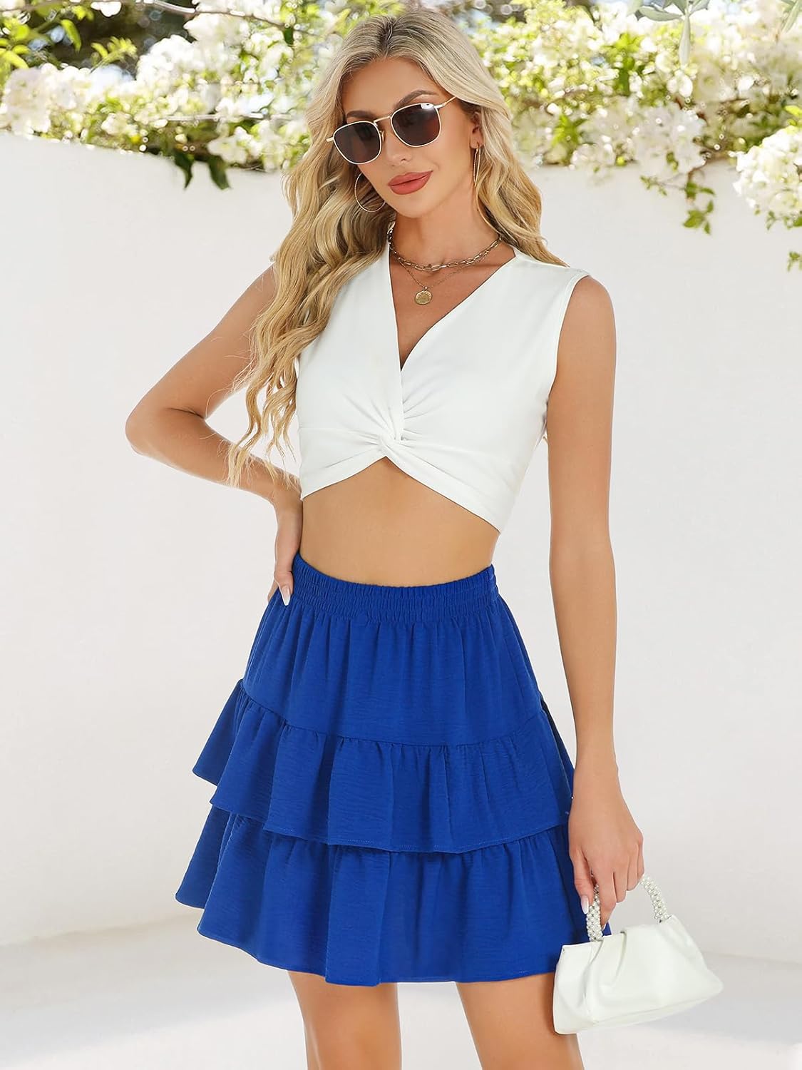 Berydress Ruffle Mini Skirts for Women 2025 High Waist Flowy Summer Vacation Casual Beach Boho Tiered Short Skirt - Image 3
