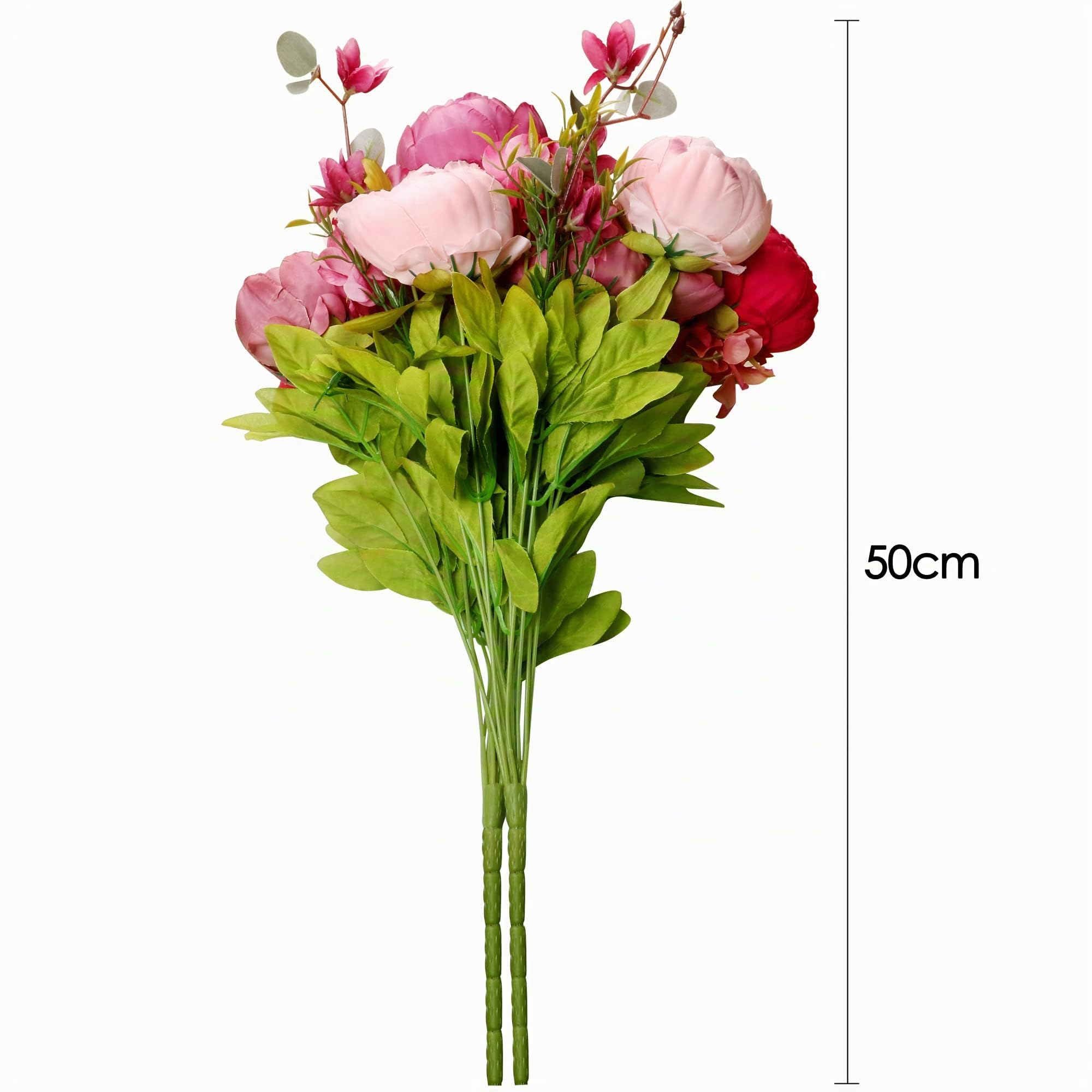 TRIXES Bouquet de 13 Pivoines en Soie, Fleurs Artificielles en Soie, Roses