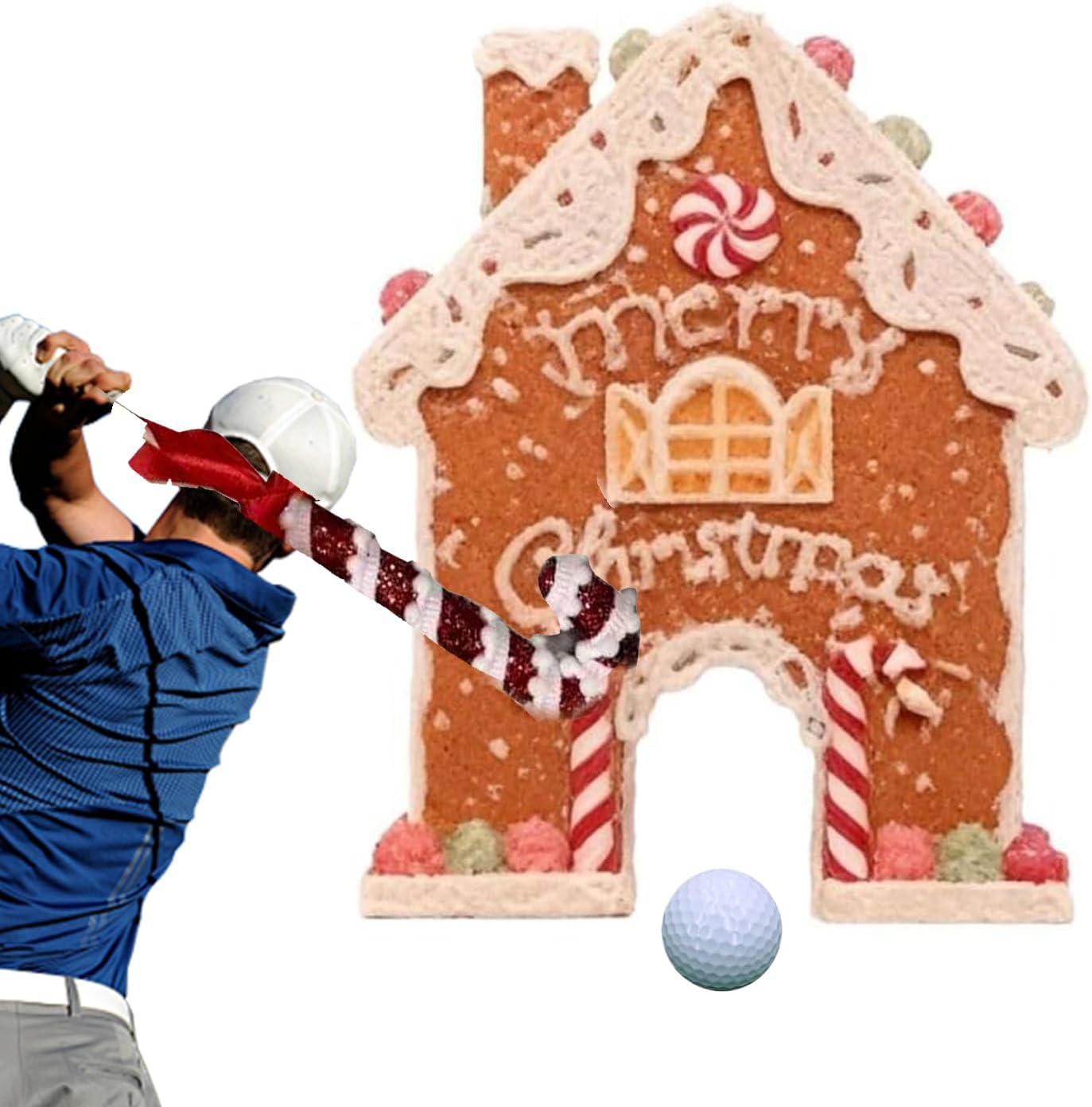 Outdoor Golf Game - Gingerbread House Goal | Gingerbread Golf Game Set - for Fun Laughter Party Holiday Gatherings Room Decorations