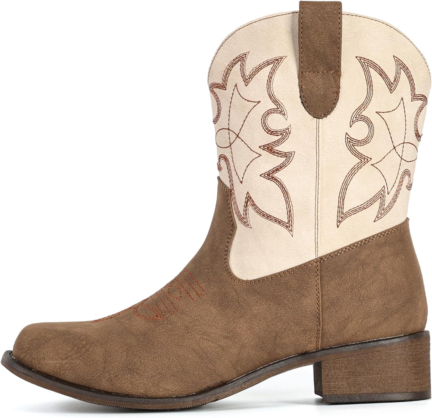 IUV Cowboy Boots for Women Square Toe Ankle Western Cowgirl Boots Classic Embroidered Booties