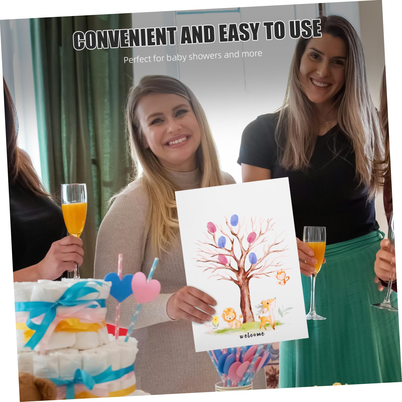 Alipis 3sätze Gender Reveal Fingerprint Tree Gästebuch Mit Poster Stempelkissen Für Shower Dekoration Und Unvergessliche Erinnerungen