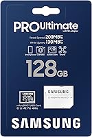 Vista 3 de Samsung PRO Ultimate tarjeta de memoria microSD + adaptador, microSDXC de 128 GB, hasta 200 MB/s, 4K UHD, UHS-I, clase 10, U3, V30, A2 para cámara