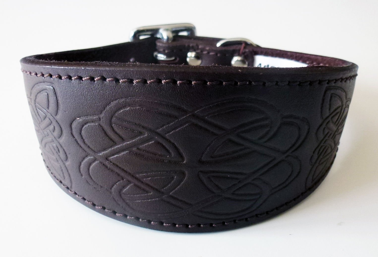 Leather Padded Hound Collar With Celtic Design (13-16, Brown)