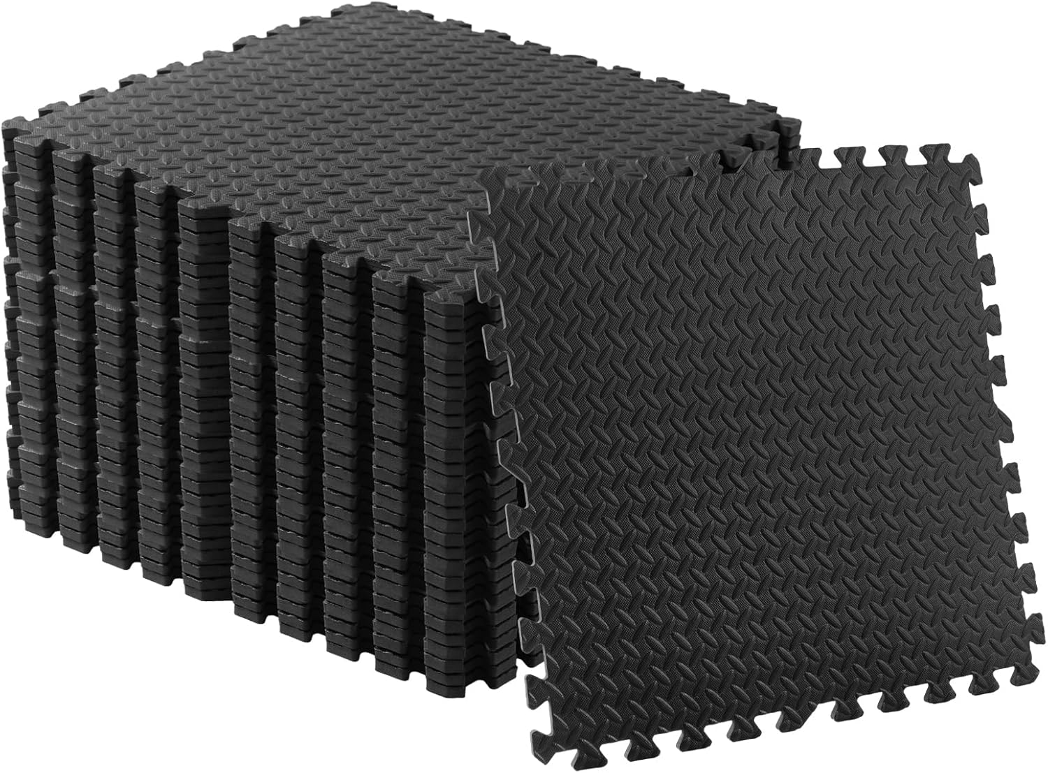 Camiraft Black 60 x 60cm Soft Foam Exercise Floor Mats,4 Pack Gym Floor