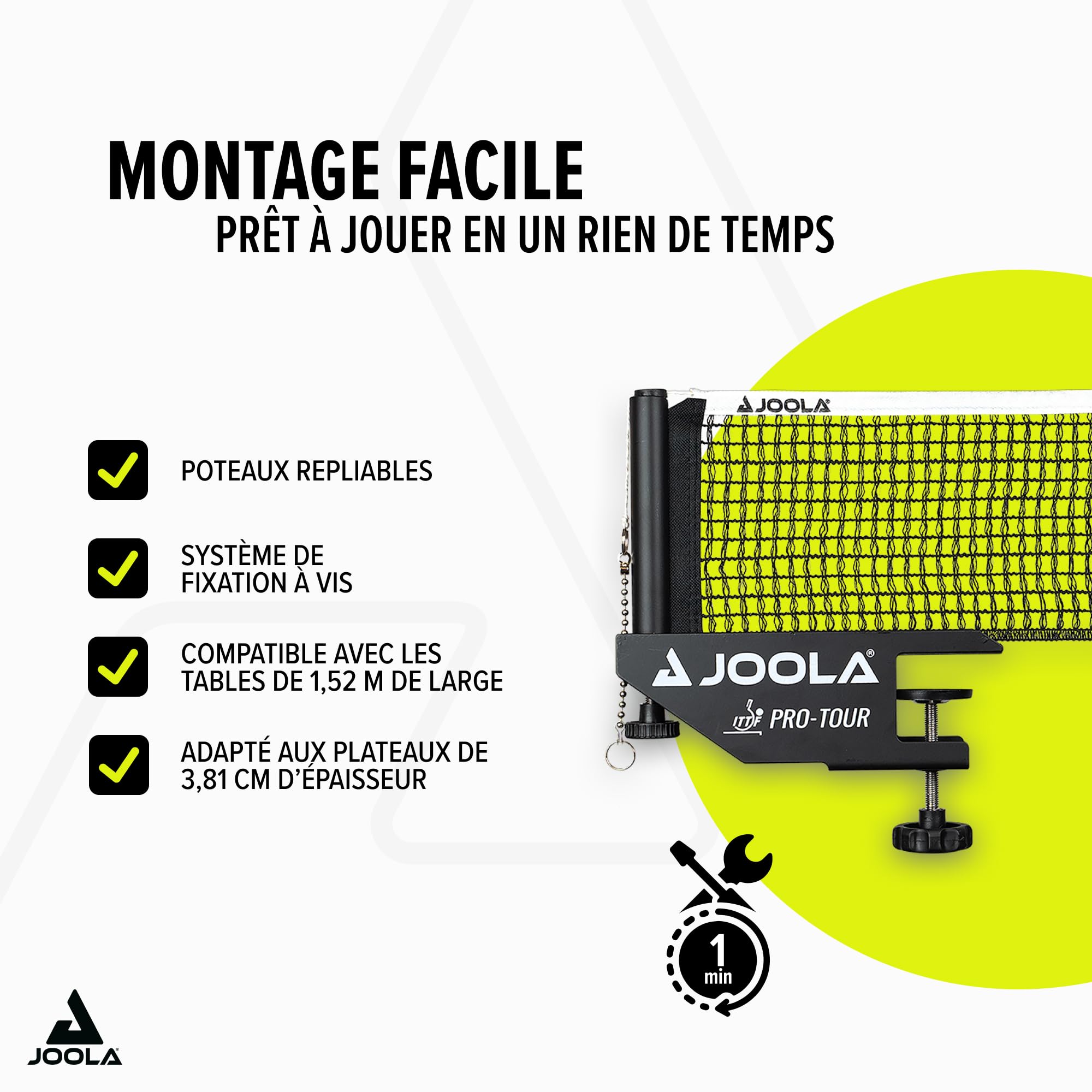 Joola Pro Tour Filet de Tennis de Table Unisexe pour Adulte Noir 152 cm