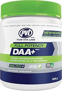 PVL Full Potency DAA+ – Natural Test Testosterone Booster for men – DAA D-Aspartic Acid – 186 g – Unflavoured