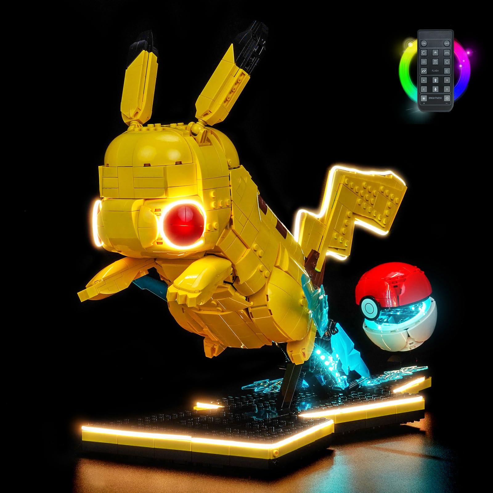 LocoLee RC Led Light Set Compatible with Lego 72152 Pikachu and Poké Ball Led Decoration Lighting Kit Compatible with Lego 72152 Building Blocks Model,Only Lights Set,No Model