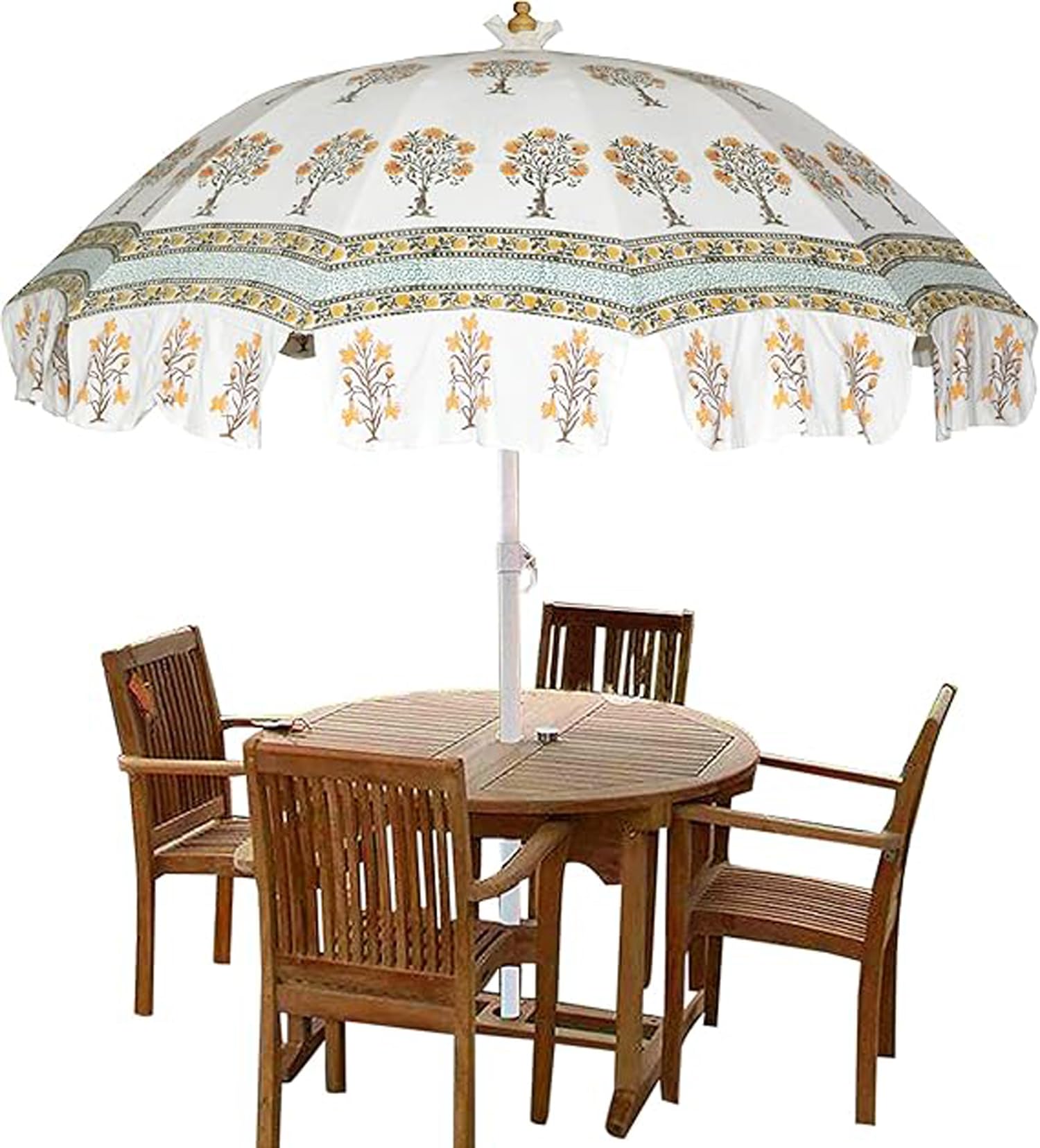 Arprani Yellow White Indian Wedding Decor Umbrella-Umbrellas For Patio, Backyard, Garden, Deck-Sun Parasol Uv Protection-Parasols For Wedding Bulk