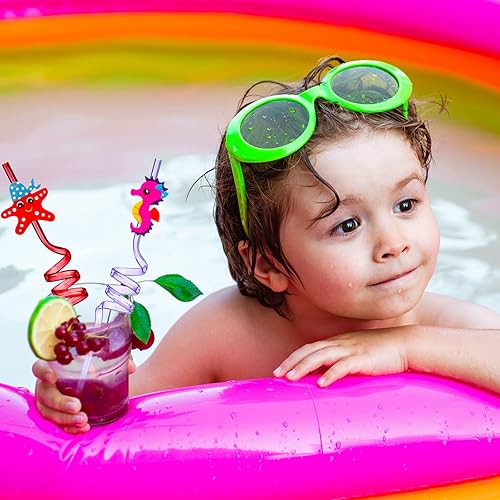Miniatura 5 de 24 popotes para beber bajo el mar, pajitas tontas de animales bajo el mar, suministros de fiesta de cumpleaños, regalos para niños, suministros de