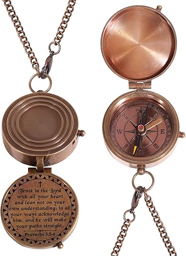 Miniatura 6 de MYSTICKRAFT Engraved Brass Pocket Compass - First Communion, Baptism & Confirmation Gifts for Boys, Girls & Men - Catholic Christian Easter Gifts