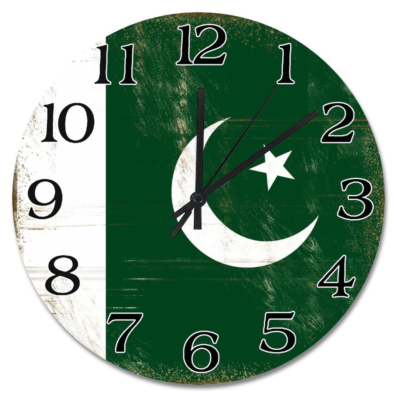 Horloge murale du Pakistan en bois décoration salon sans tic-tac