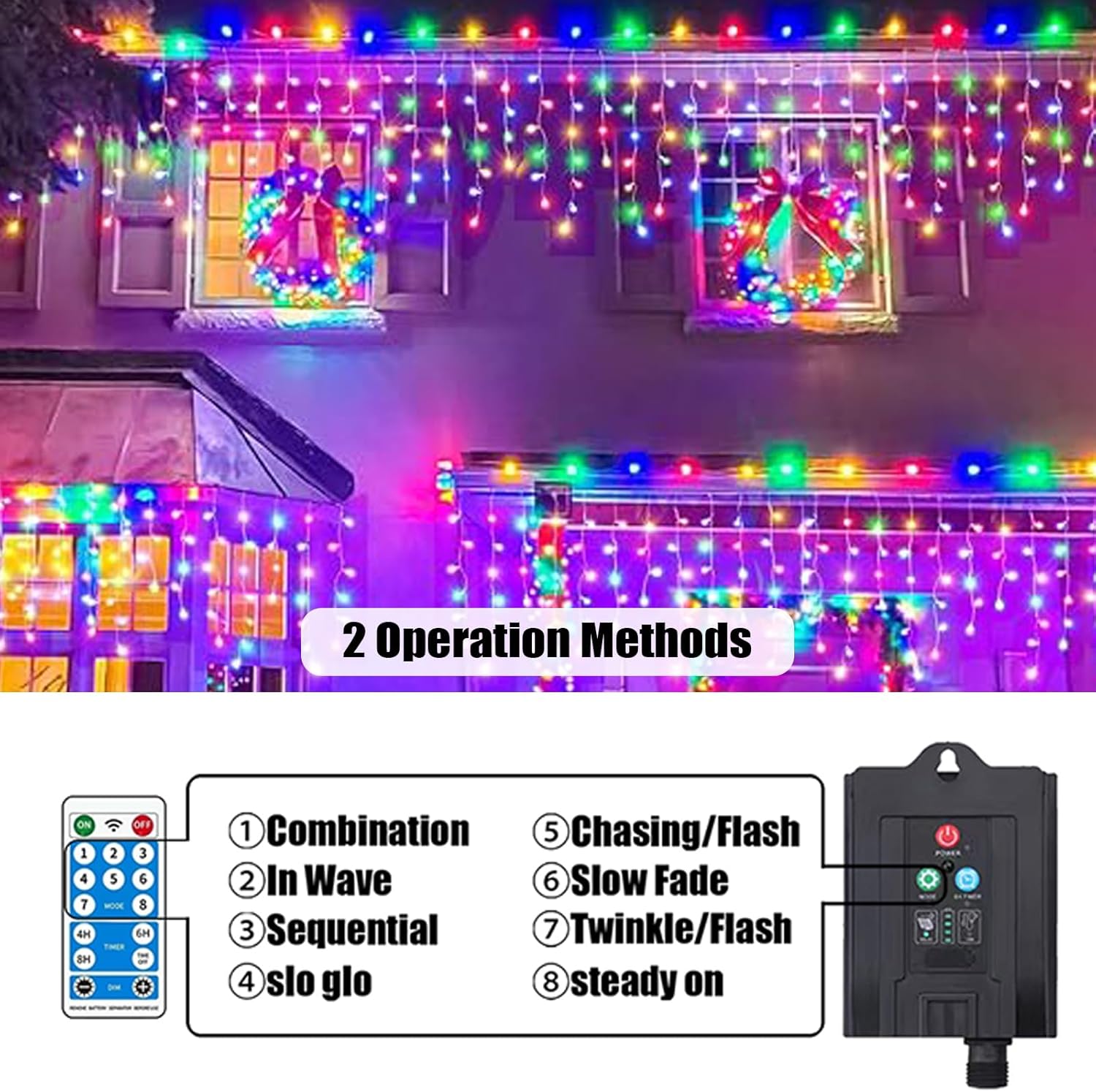 Neoclassy Upgraded Solar Christmas Lights,304LED Outdoor Christmas Decorations 8 Modes Waterproof Solar Halloween Thanksgiving Lights for Patio Yard Wedding Party House Xmas Tree Roof Decorations