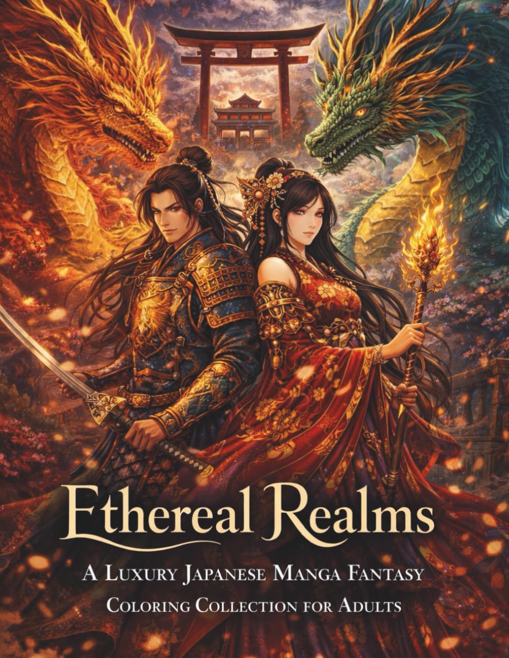 Ethereal Realms: A Luxury Japanese Manga Fantasy Coloring Collection for Adults